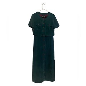 Vintage CAROLE LITTLE Short Sleeve Maxi Dress Emerald Green Size 8